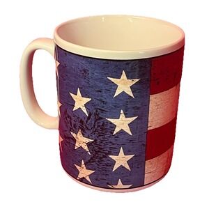 WARREN KIMBLE Colonial American Flag Patriotic 10oz Coffee Mug Sakura NY 1997